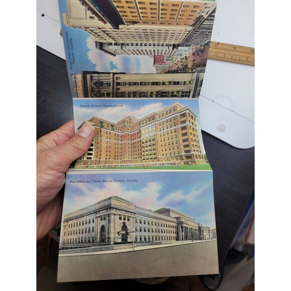 VTG Toronto Canada Postcard Booklet 1940s Travel Souvenir Colorful Landmarks - Picture 7 of 7